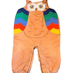Baby Boden Multicolor Owl Overalls, Size 12-18 months